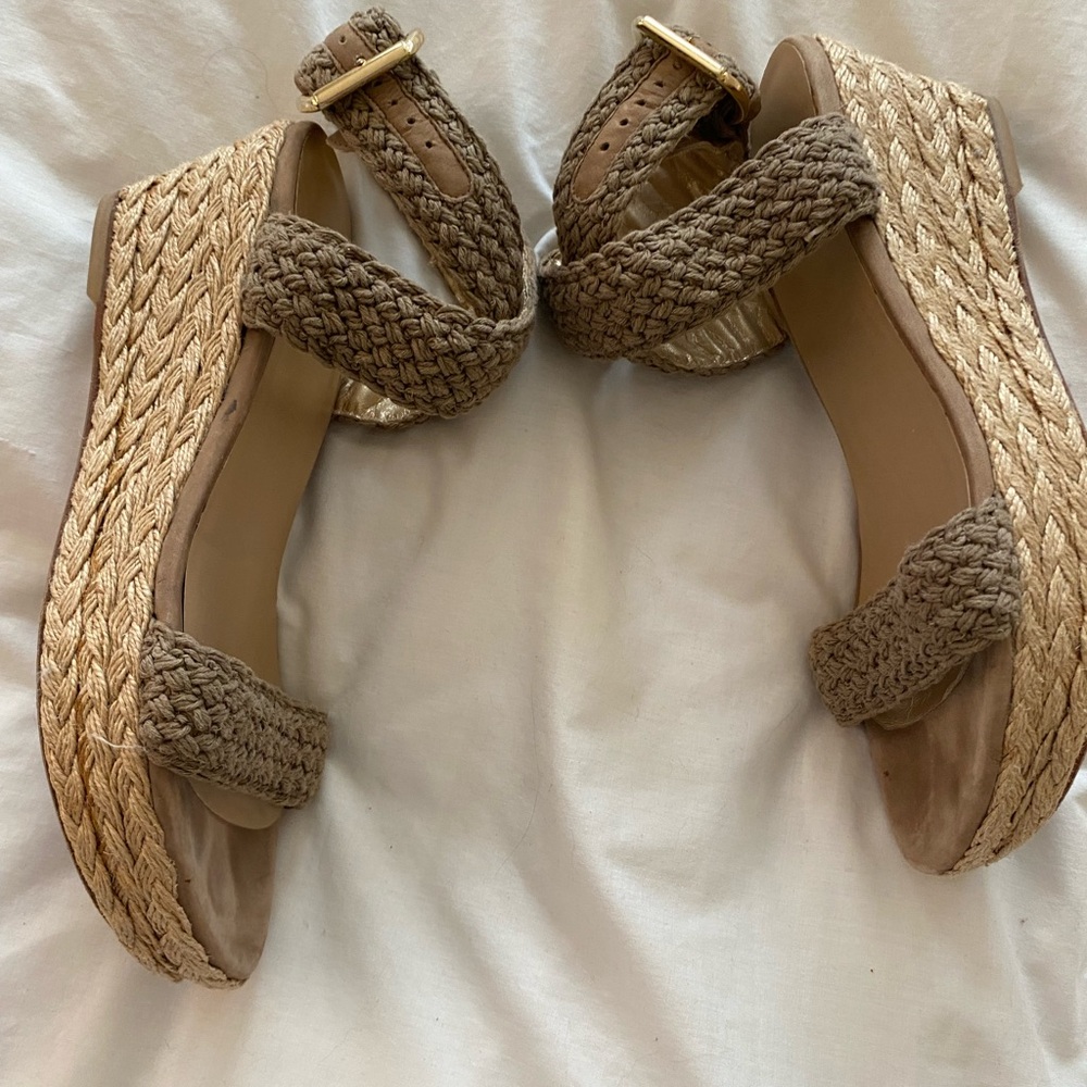 Stuart Weitzman Tan Espadrille Wedge Sandals - Picture 13 of 13